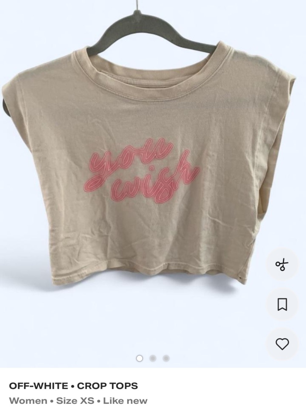 aerie Off-White 'you wish' Cropped Graphic Tee with Pink Script